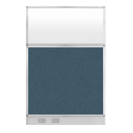 Versare Hush Panel Cubicle Partition 4' x 6' W/ Window Caribbean Fabric Frosted Window W/ Cable Channel 1812545-3